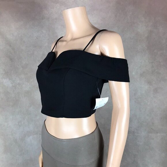 B.DARLIN Black Off The Shoulder Crop Top NEW Size 11/12 - Picture 5 of 7